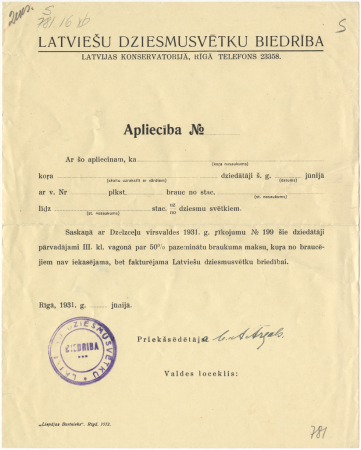 Apliecība dzelzceļa pārvadājumu atlaides saņemšanai
