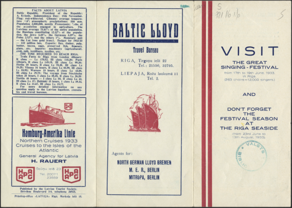 Visit the great singing-festival from 17th to 19th June, 1933, in Riga