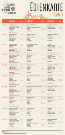 Ēdienkartes : XXVII Vispārējo latviešu Dziesmu un XVII Deju svētku informatīvs materiāls