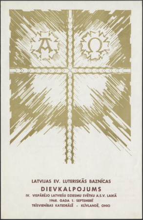 4. Vispārējie latviešu Dziesmu svētki Amerikā, Klīvlendā, 1968. gads : [dievkalpojuma kārtības programma]