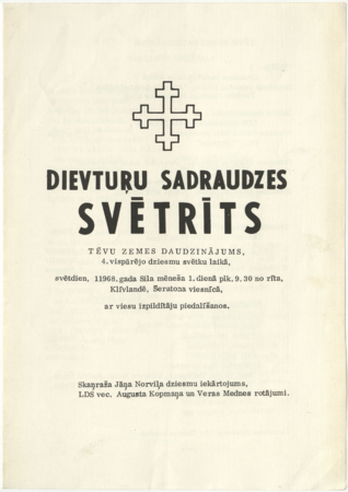 4. Vispārējie latviešu Dziesmu svētki Amerikā, Klīvlendā, 1968. gadā -  dievturu sadraudzes svētrīts : [programma]