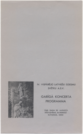 4. Vispārējie latviešu Dziesmu svētki Amerikā, Klīvlendā, 1968. gadā - garīgais koncerts : [programma]