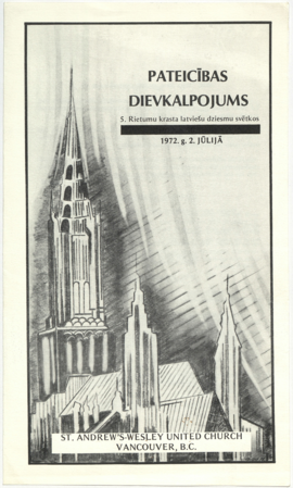 Pateicības dievkalpojums 5. Rietumu krasta latviešu dziesmu svētkos, 1972. gadā Kanādā, Vankūverā : [programma]