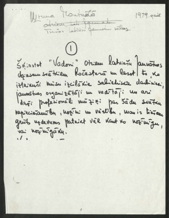 Uzruna Trešajos latviešu jauniešu dziesmu svētkos Monreālā 1979. gadā