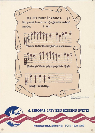 6.Eiropas latviešu Dziesmu svētki Helsingborgā, Zviedrijā. 30.7.-2.8.1989. [attēls]