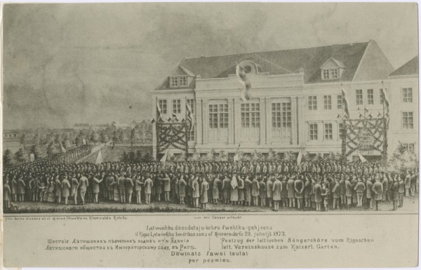 Latviešu dziedātāju - koru svētku gājiens