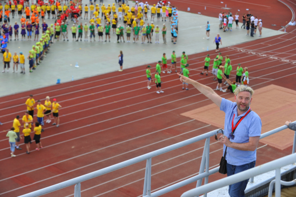 Jānis Purviņš XXV Vispārējos latviešu Dziesmu un XV Deju svētkos. Mēģinājums
