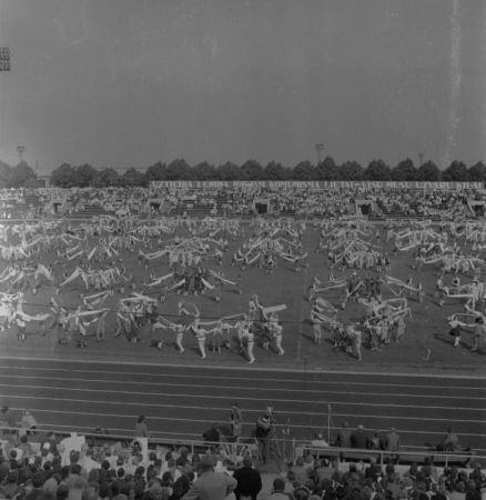 Deju kolektīvu koncerts stadionā "Daugava" XV Vispārējo latviešu Dziesmu un Deju svētku laikā