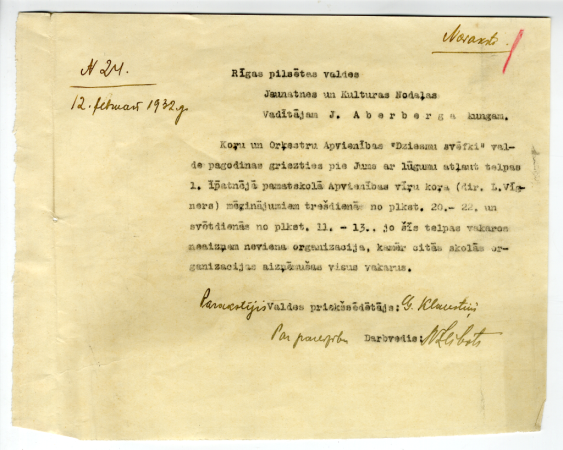 Vīru kora atklāšanas koncerta programma, vīru kora dalībnieku pieteikšanās lapas