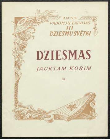 Dziesmas : jauktam korim III / 1955. [gada] Padomju Latvijas III Dziesmu svētki