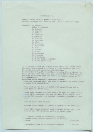 Pasaules brīvo latviešu dziesmu dienu rīcības komitejas sēžu protokoli