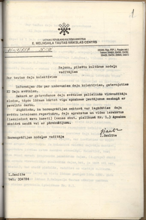 Dokumenti par 11. deju svētku organizāciju (protokoli, plāni, sarakste)