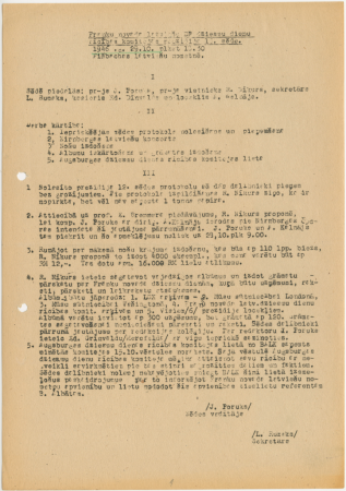 Latviešu bēgļu nometnes. Nometņu Dziesmu dienu un Atceres dziesmu svētku organizēšanas materiāli (apspriežu protokoli u.c.)