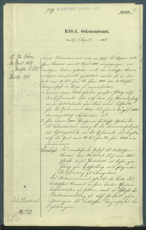 Dziesmu svētki Rīgā. Rīgas pilsētas valdes atļauja Rīgas Latviešu biedrībai būvēt dziesmu svētku estrādi Esplanādē