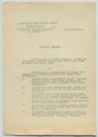 Sarakste ar 2. Eiropas latviešu dziesmu svētku Hanoverē rīcības komiteju, „Vadoņa" redaktoru J. Rudzīti Zviedrijā un J. Braču Vācijā politiskos un organizatoriskos jautājumos