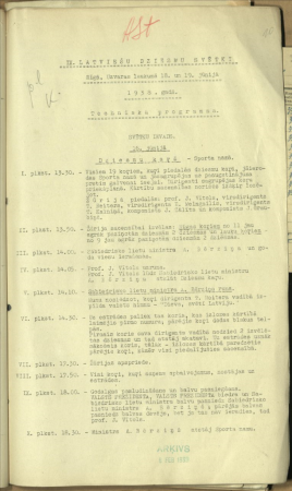 IX Vispārējo Latviešu dziesmu svētku un 18.novembra svinību tehnikā programma, dažādu būvju strādnieku saraksti, kases grāmata un IX Dziesmu svētku būves krāsotāju piederumu saraksts.