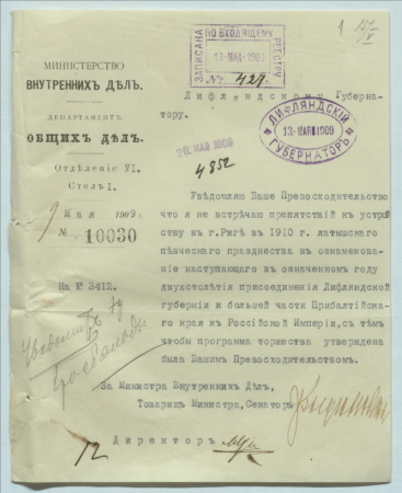 Latviešu dziesmu svētku organizēšana sakarā ar 200.jubileju kopš Baltijas pievienošanas Krievijai