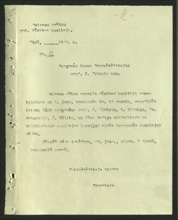 VI Vispārējo dziesmu svētku Rīcības komitejas sarakste ar J.Vītolu par . Diriģentu kongresa dalībnieku, diriģentu un koru saraksti. Rīcības komitejas darbības pārskats