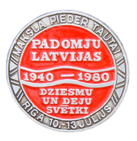 40. gadadienai kopš padomju varas atjaunošanas Latvijā veltīto XVIII Vispārējo latviešu dziesmu un deju svētku nozīmīte