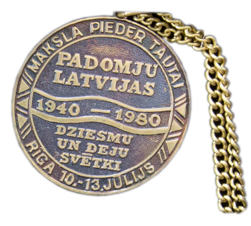 40. gadadienai kopš padomju varas atjaunošanas Latvijā veltīto XVIII Vispārējo latviešu dziesmu un deju svētku medaļa