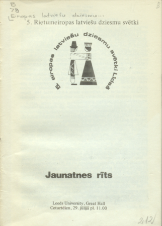 5. Eiropas latviešu dziesmu svētki:jaunatnes rīts : [vadonis]