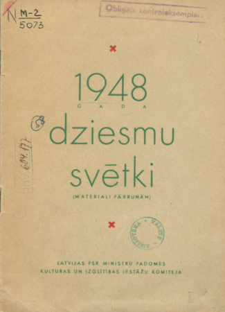 1948. gada dziesmu svētki :(materiāli pārrunām).Dziesmu svētki[Rīga]