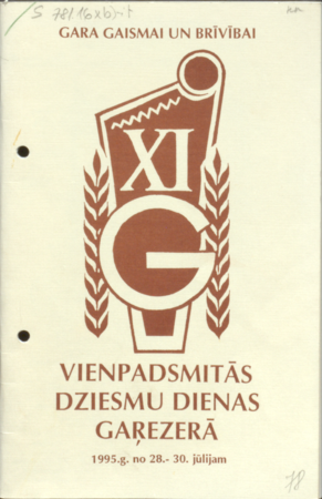 Vienpadsmitās dziesmu dienas Gaŗezerā : gara gaismai un brīvībai : 1995.g. no 28. - 30. jūlijam