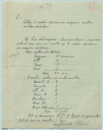 Kora un orķestra pieteikums