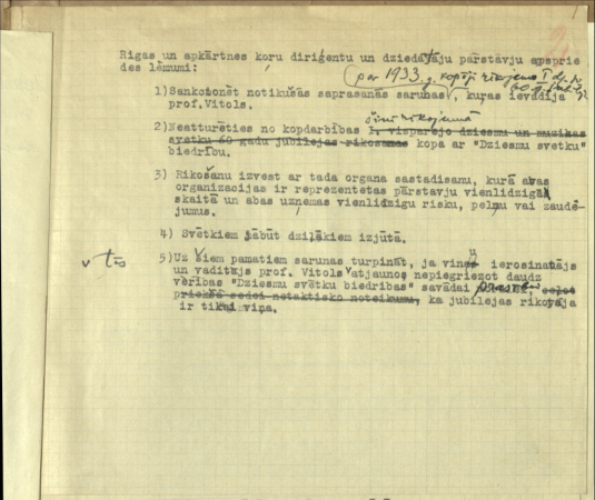 Rīgas un apkārtnes koru diriģentu un dziedātāju pārstāvju apspriedes lēmumi