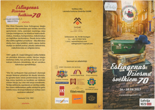 Eslingenas Dziesmu svētkiem 70 : 16.-18.06.2017