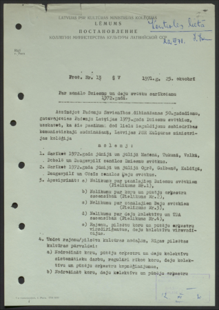 Latvijas PSR Kultūras ministrijas kolēģijas lēmums