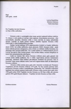 Par Vispārējo latviešu Dziesmu un Deju svētku sarīkošanu