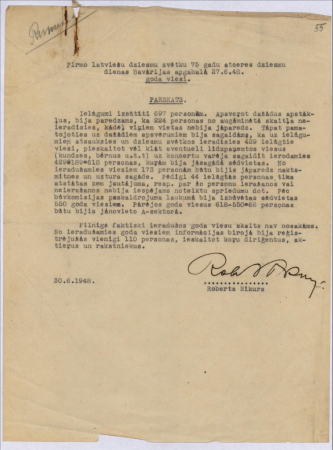 Pirmo latviešu dziesmu svētku 75 gadu atceres dziesmu dienas Bavārijas apgabalā 27.6.48. goda viesi