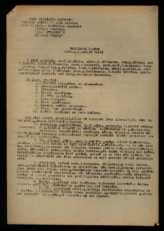 Prezidija 9.sēde 1948.g. 15.maijā Valkā