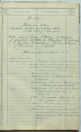 Dziesmu svētku pagaidu rīcības komitejas sēde 6.febr. 1924.g., Nac. operā