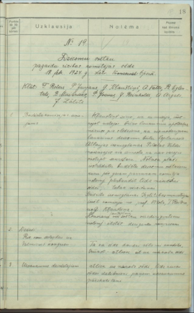 Dziesmu svētku pagaidu rīcības komitejas sēde 13.febr. 1924.g. Latv. operā