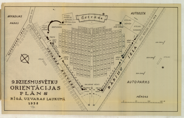 9. Dziesmusvētku orientācijas plāns Rīgā, Uzvaras laukumā 1938