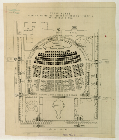 Vietu plāns Latvju VI. vispārējos dziesmu un mūzikas svētkos uz Esplanādes, Rīgā