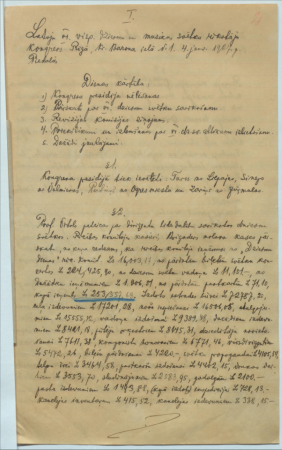 Latvju VI. visp. dziesmu un mūzikas svētku rīkotāju kongress Rīgā, Kr. Barona ielā N.1. 4.janv. 1927.g.