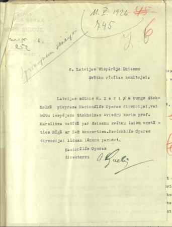 6.Latvijas Vispārējo Dziesmu Svētku rīcības komitejai