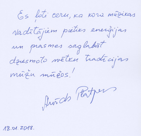 Arvīda Platpera vēlējums Dziesmu un deju svētkiem