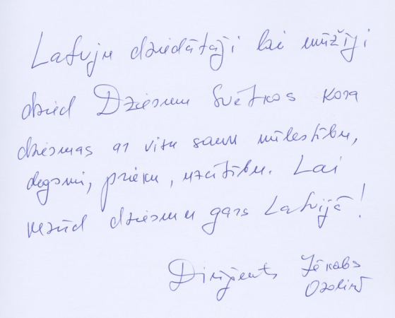 Jēkaba Ozoliņa vēlējums Dziesmu un deju svētkiem