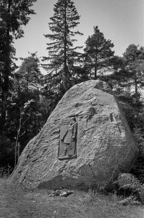 Dziesmu svētku simtgade : XVI Dziesmu svētku ieskaņa Dikļos. Tēlnieka Ruslana Smirnova darinātais piemiņas akmens