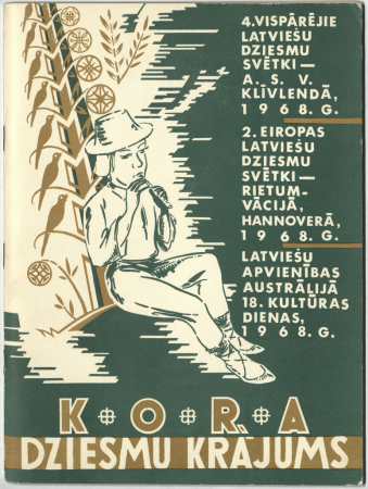 Kora dziesmu krājums : 4. vispārējiem latviešu dziesmu svētkiem A.S.V. Klīvlendā, 1968. g. 2. Eiropas latviešu dziesmu svētkiem rietum-Vācijā Hannoverā 1968. g. Latviešu apvienības Austrālijā, 18. kultūras dienām, 1968 g.
