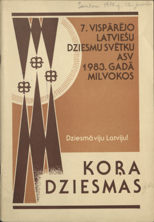 7. Vispārējo Latviešu Dziesmu Svētku ASV 1983. gadā Milvokos Kora dziesmas : Dziesmā viju Latviju.