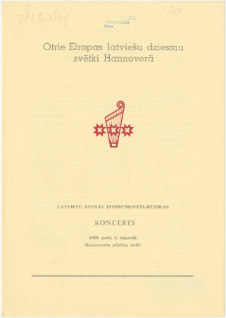 Latviešu jaunās instrumentālmūzikas koncerts : 1968. gada 2. augustā Hannoveras pilsētas hallē : [programma]