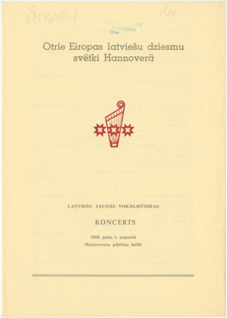 Latviešu jaunās vokālmūzikas koncerts : 1968. gada 1. augustā Hannoveras pilsētas hallē : [programma]