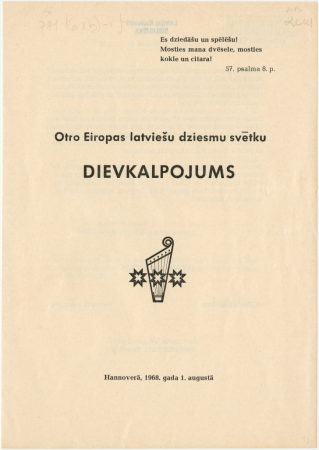 Otro Eiropas latviešu dziesmu svētku dievkalpojums : Hannoverā, 1968. gada 1. augustā