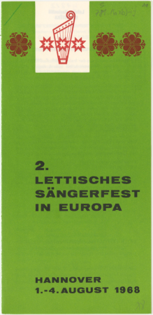 2. Lettisches Sängerfest in Europa : Hannover 1.-4. august 1968. : [programma]