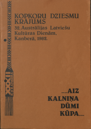Aiz kalniņa dūmi kūpa : kopkoru dziesmu krājums 32. Austrālijas latviešu kultūras dienām, Kanberā, 1982.